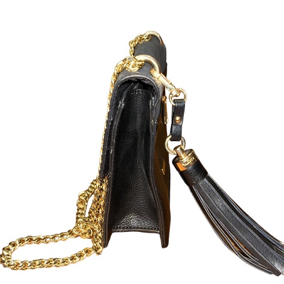 ALDO Black Gold Chain Flap Shoulder Bag Crossbody - Picture 11 of 16